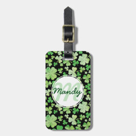 St patricks day Grönt Watercolor Shamrock Mönster Bagagebricka