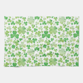 St patricks day Grönt Watercolor Shamrock Mönster Kökshandduk