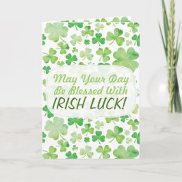 St patricks day Grönt Watercolor Shamrock Mönster Kort