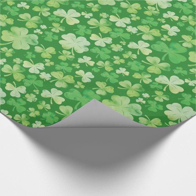 St patricks day Grönt Watercolor Shamrock Mönster Presentpapper (Hörn)