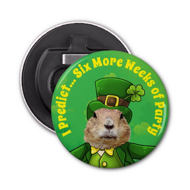 St. Patrick's Day Groundhog Party Animal Flasköppnare (Framsidan)
