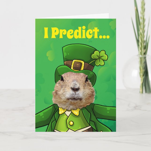 St. Patrick's Day Groundhog Party Animal Kort (Framsida)