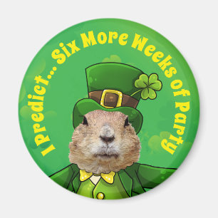St. Patrick's Day Groundhog Party Animal Magnet