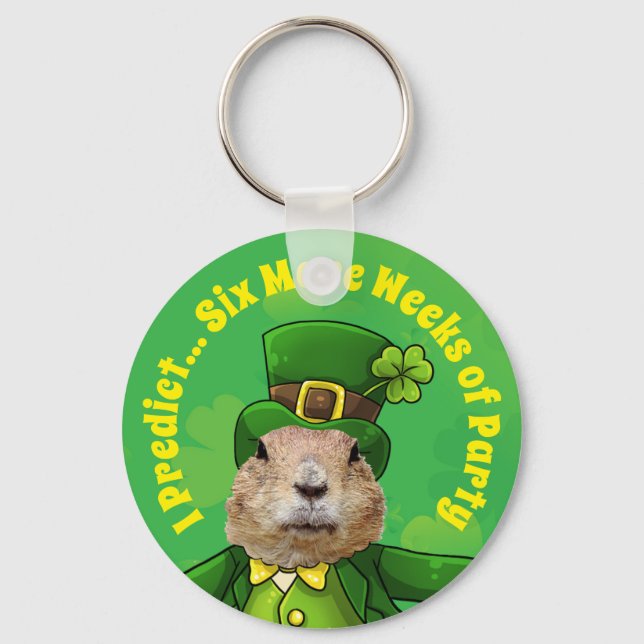 St. Patrick's Day Groundhog Party Animal Nyckelring (Framsida)