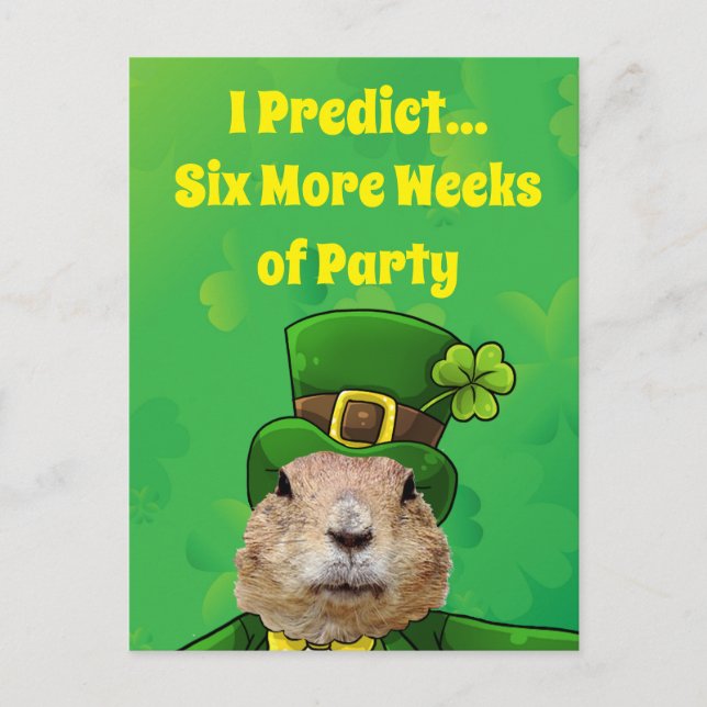 St. Patrick's Day Groundhog Party Animal Vykort (Framsida)