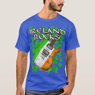 St patricks day Guitar Irish Flagga Ireland Sten G T Shirt