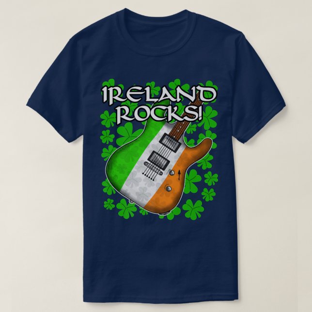 St patricks day Guitar Irish Flagga Ireland Sten G T Shirt (Design framsida)