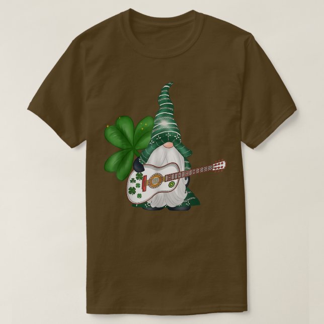 St patricks day Guitar Music Funny Gnomes T Shirt (Design framsida)