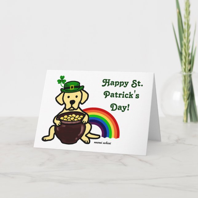 St. Patrick's Day Gul lab Rainbow Kort (Framsida)