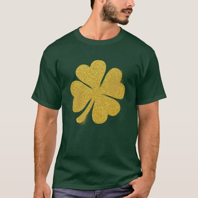 St patrick's day Guld Effect Shamrock-Personlig T Shirt (Framsida)