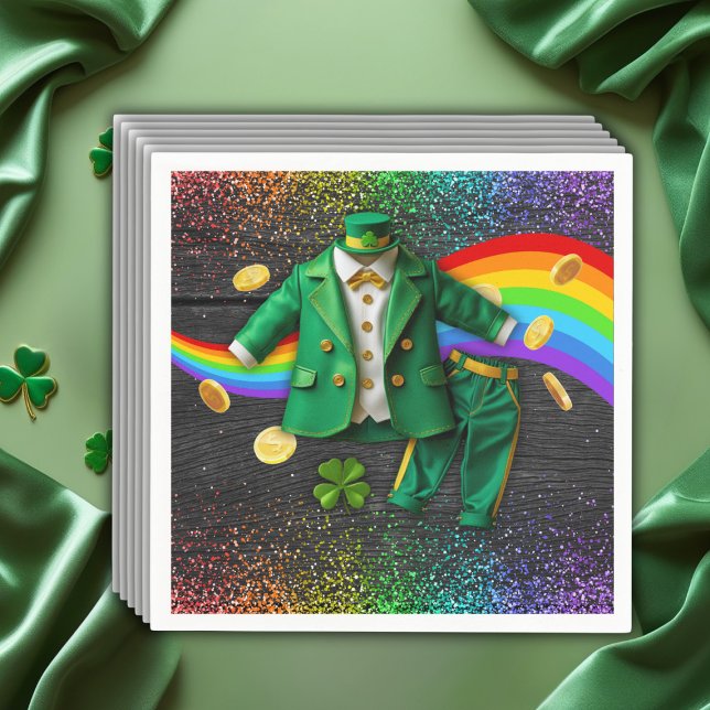 St. Patrick's Day Guld Rainbow Klöver Baby Shower Pappersservett (Skapare uppladdad)
