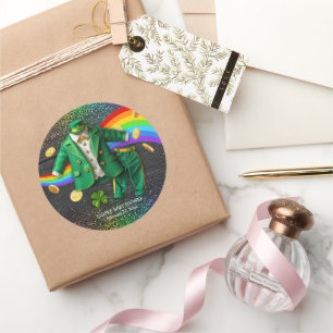 St. Patrick's Day Guld Rainbow Klöver Baby Shower Runt Klistermärke