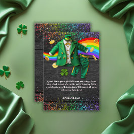 St. Patrick's Day Guld Rainbow Klöver Baby Shower Tilläggskort