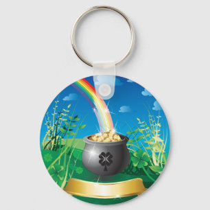 St. Patrick's Day Guld Rainbow Nyckelring