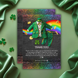 St. Patrick's Day Guld Regnbåge Klöver Baby Shower Tack Kort