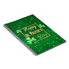St. Patrick's Day Guld Shamrock Anteckningsbok Med Spiral