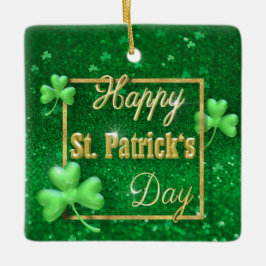 St. Patrick's Day Guld Shamrock Julgransprydnad Keramik