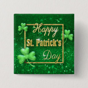 St. Patrick's Day Guld Shamrock Knapp