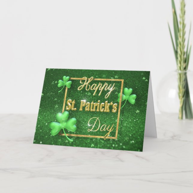 St. Patrick's Day Guld Shamrock Kort (Framsida)