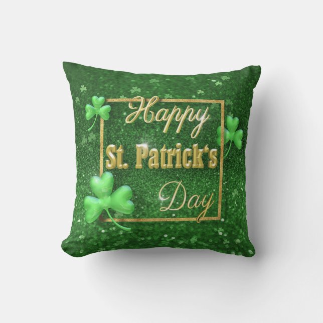 St. Patrick's Day Guld Shamrock Kudde (Framsida)