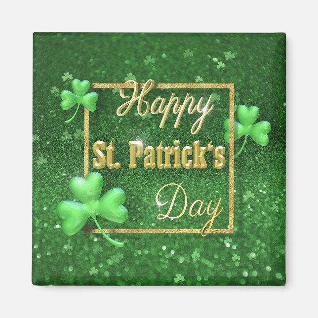 St. Patrick's Day Guld Shamrock Magnet (Framsidan)