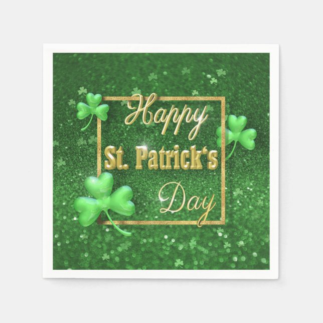 St. Patrick's Day Guld Shamrock Pappersservett (Framsidan)