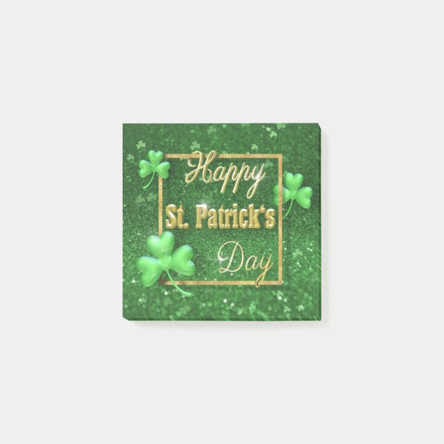 St. Patrick's Day Guld Shamrock Post-it Block (Framsida)