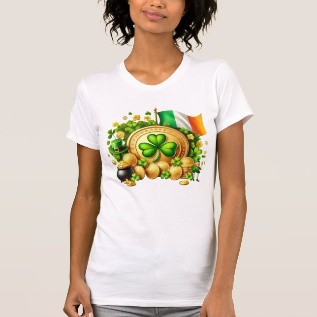 St. Patrick's Day Guld Shamrock T Shirt (Framsida)