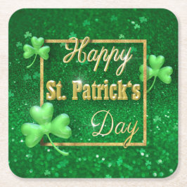 St. Patrick's Day Guld Shamrock Underlägg Papper Kvadrat