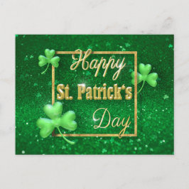 St. Patrick's Day Guld Shamrock Vykort