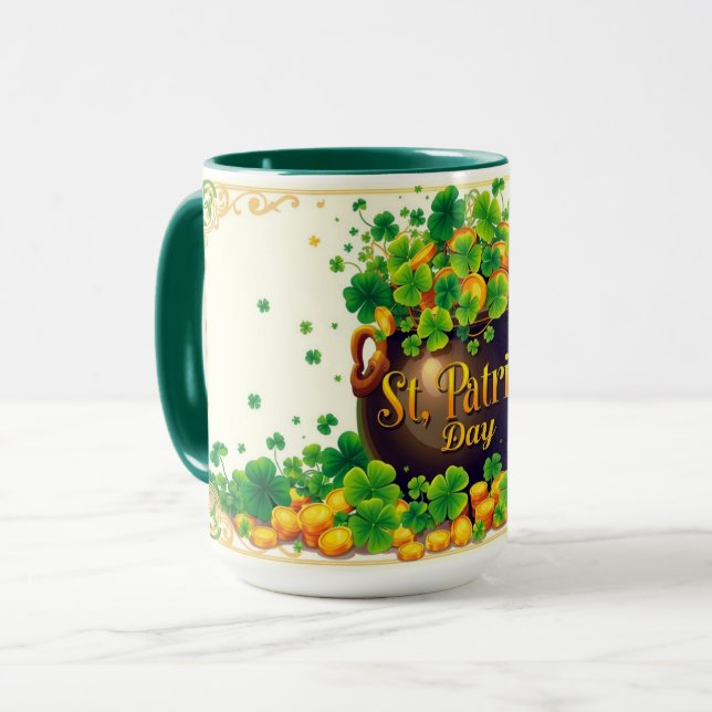 St. Patrick's Day Guldgryte och Shamrock Mugg (Framsida vänster)