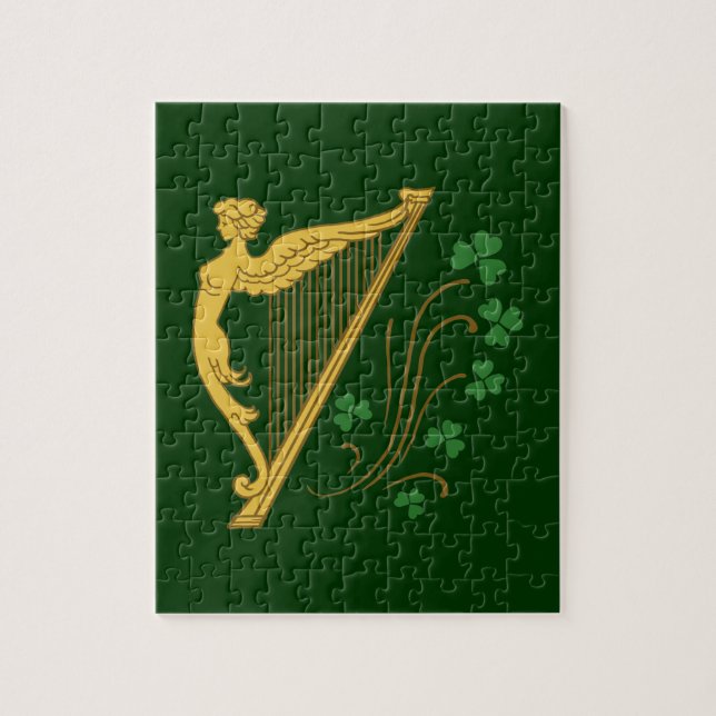 St Patricks Day Guldharpa och Shamrocks Pussel (Vertikal)