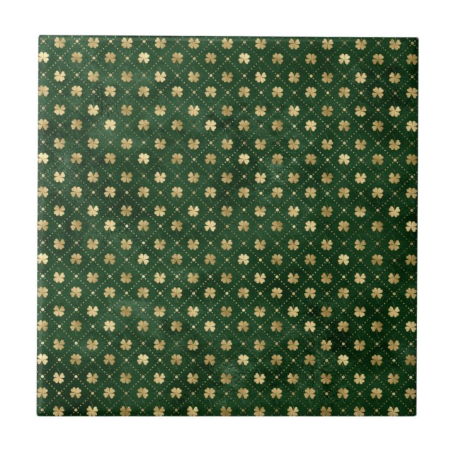 St Patricks Day Guldklöver Shamrock Vintage Kakelplatta (Framsidan)