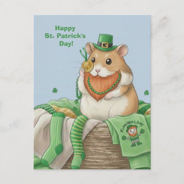 St. Patrick's Day Hamster Postcard Vykort (Framsida)