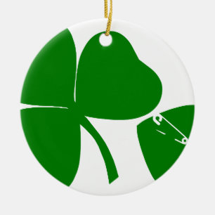St patrick's day - Hämta Lucky 3 + 1 löv = 4 Julgransprydnad Keramik