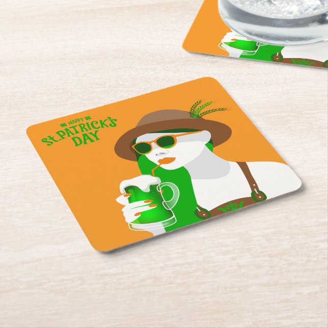 St. Patrick's Day Hard Plastic Beverage Coaster Underlägg Papper Kvadrat (Vinklad)