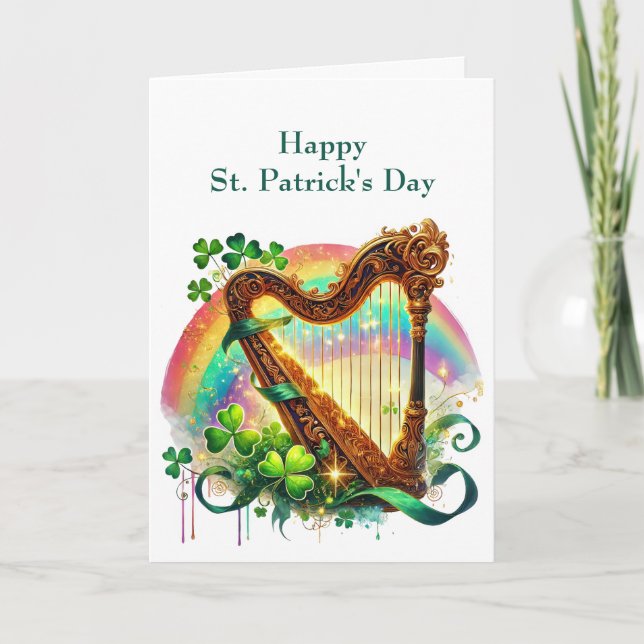 St patricks day Harp Illustration Helgkort (Framsida)