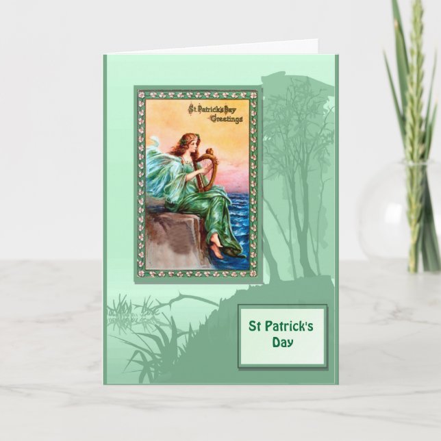 St patrick's day Harpist vid havet Kort (Framsida)