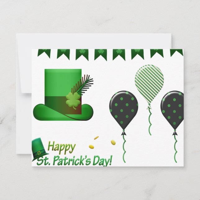 St Patricks Day Hat and Balloons Kort (Framsida)