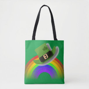 St patricks day Hat and Rainbow Tote Bag Tygkasse