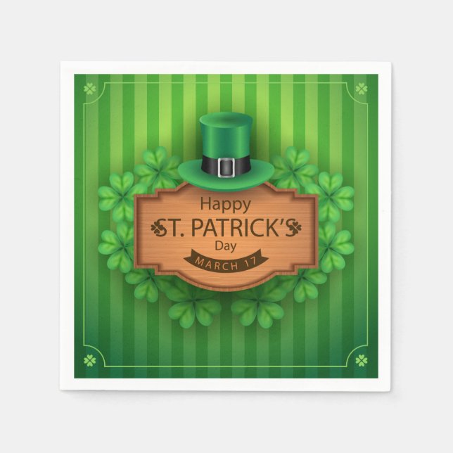 St. Patrick's Day - Hat & Klöver Pappersservett (Framsidan)