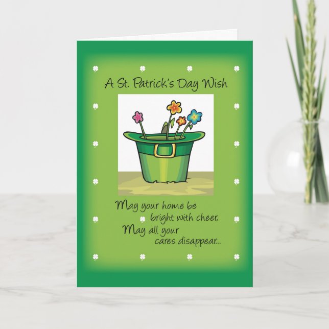 St. Patrick's Day Hat med Flowers Kort (Framsida)