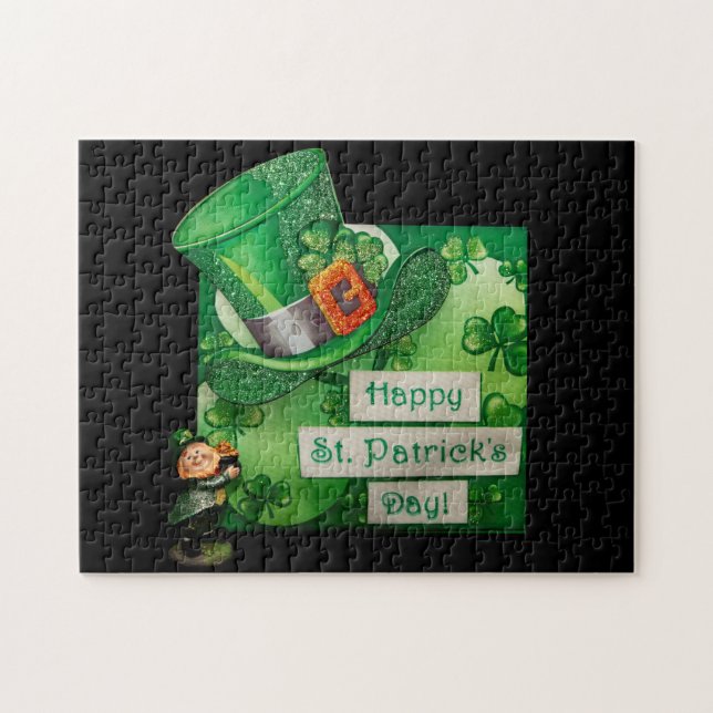 St. Patrick's Day Hat och Leprechaun Pussel (Horisontell)
