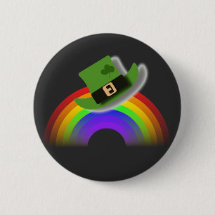 St patricks day Hat och Regnbåge Knapp
