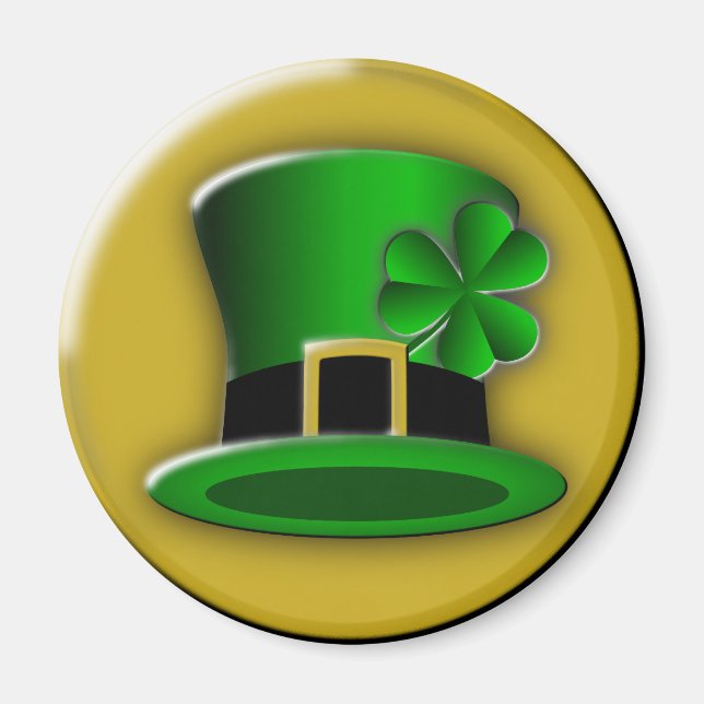St patricks day Hat Round Magnet (Framsidan)