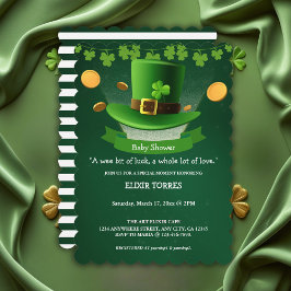 St. Patrick's Day Hat Shamrock Guld Baby Shower Inbjudningar