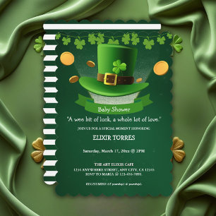 St. Patrick's Day Hat Shamrock Guld Baby Shower Inbjudningar
