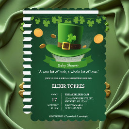 St. Patrick's Day Hat Shamrock Guld Baby Shower Inbjudningar