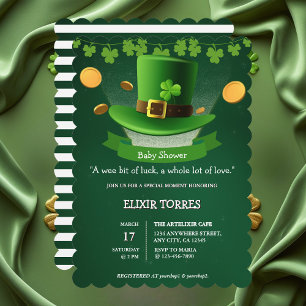 St. Patrick's Day Hat Shamrock Guld Baby Shower Inbjudningar