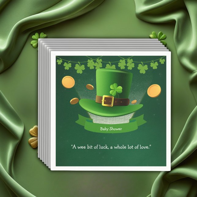 St. Patrick's Day Hat Shamrock Guld Baby Shower Pappersservett (Skapare uppladdad)